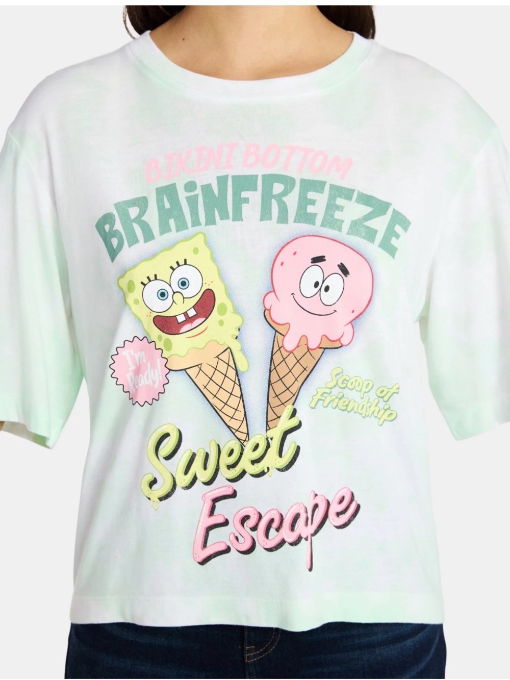 (325)SpongeBob SquarePants Women's Ice Cream Skimmer Tee